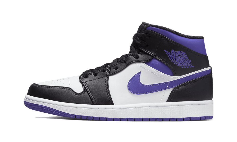 Jordan 1 Mid White Black Purple