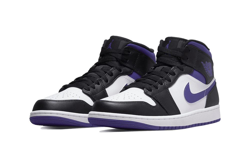 Jordan 1 Mid White Black Purple - Image 1