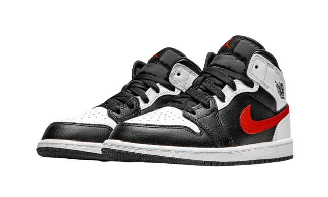 Jordan 1 Mid White Black Chile Red (PS) - Image 1