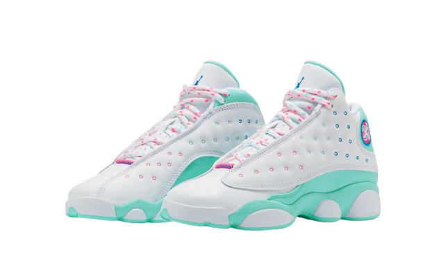 Jordan 13 Retro White Soar Green Pink (GS) - Image 1