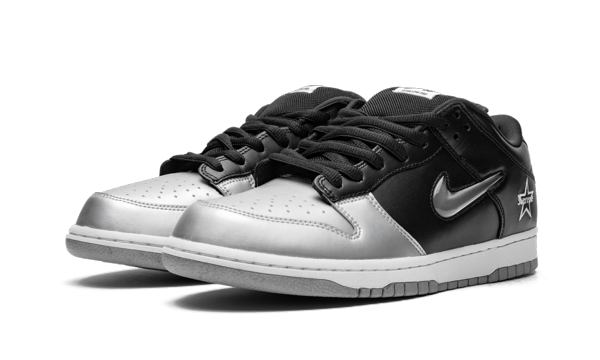 Nike SB Dunk Low Supreme Jewel Swoosh Silver - Image 1