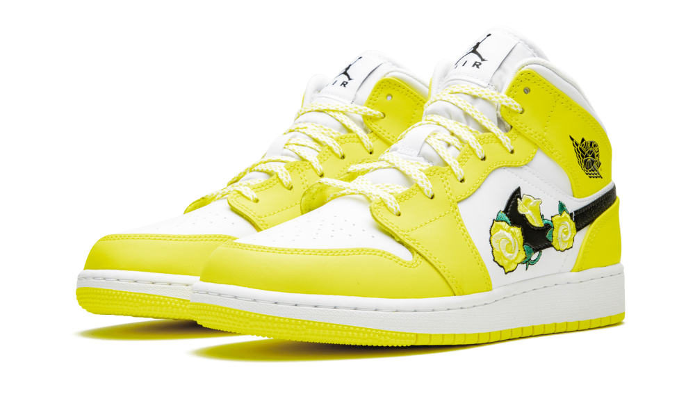 Jordan 1 Mid Dynamic Yellow Floral (GS) - Image 1