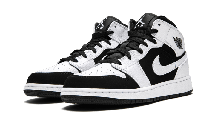 Jordan 1 Mid White Black (GS) - Image 1