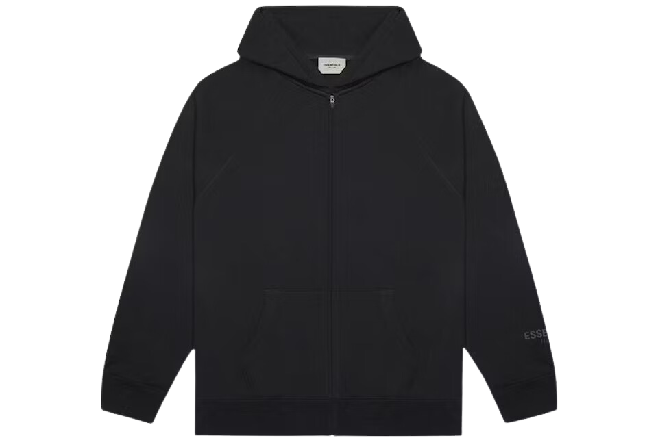 Fear of God Essentials Full Zip Up Hoodie Applique Logo Dark Slate/Stretch Limo/Black