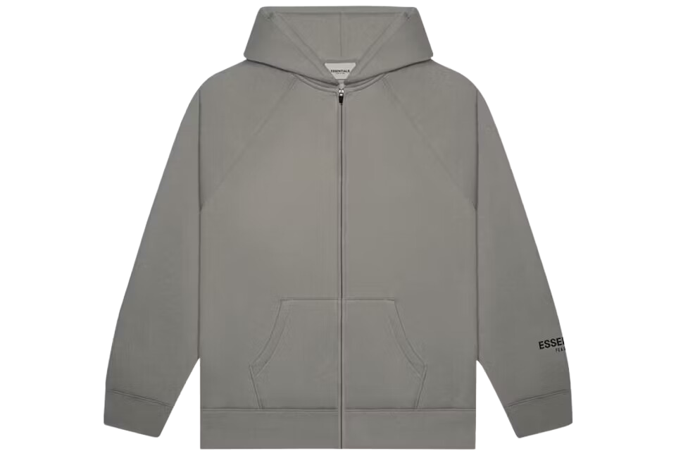 Fear of God Essentials Full Zip Up Hoodie Applique Logo Gray Flannel/Charcoal - Image 2