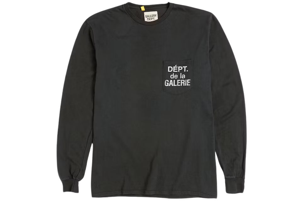 Gallery Dept. French Logo Pocket L/S T-shirt Washed Black